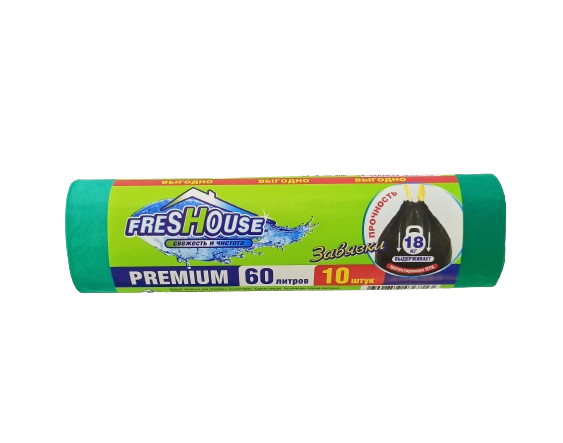FRESHOUSE PREMIUM Пакеты для мусора 60л (зелен)
