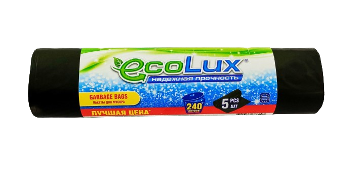 Пакеты для мусора "ECOLUX ЛУЧШАЯ ЦЕНА" 240л/5шт