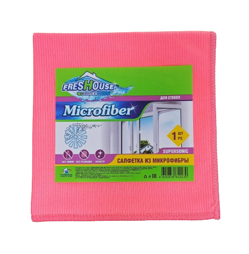Микрофибра для стекол FRESHOUSE MICROFIBER (розовый)