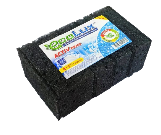 Губка для посуды "ECOLUX ACTIV ПЕНА" 4+1 шт.(черн.)