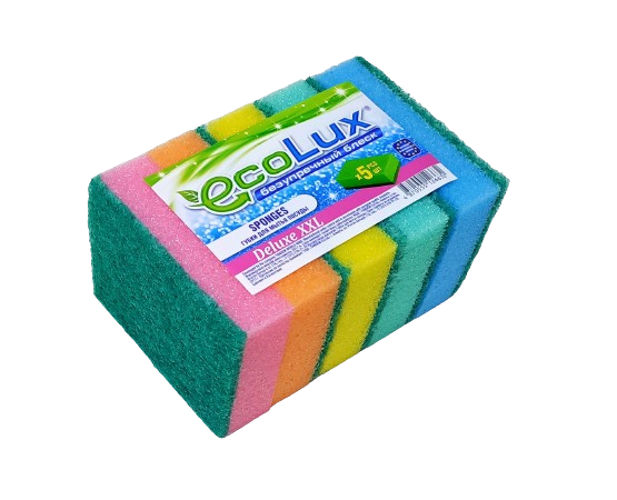 Губка для посуды "ECOLUX DELUXE XXL" 5шт.