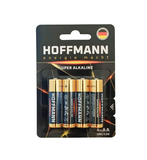 БАТАРЕЙКИ "HOFFMANN" SUPER ALKILINE (AA) 4 шт.в блистере
