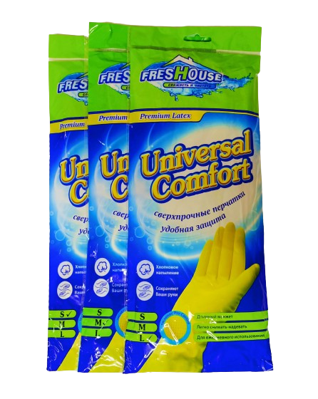 FRESHOUSE перчатки PREMIUM LATEX желт.M NEW