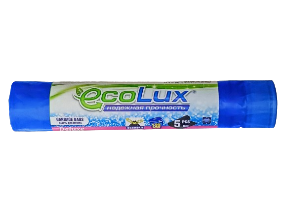 Пакеты для мусора "ECOLUX DELUXE" 120л/5шт синие